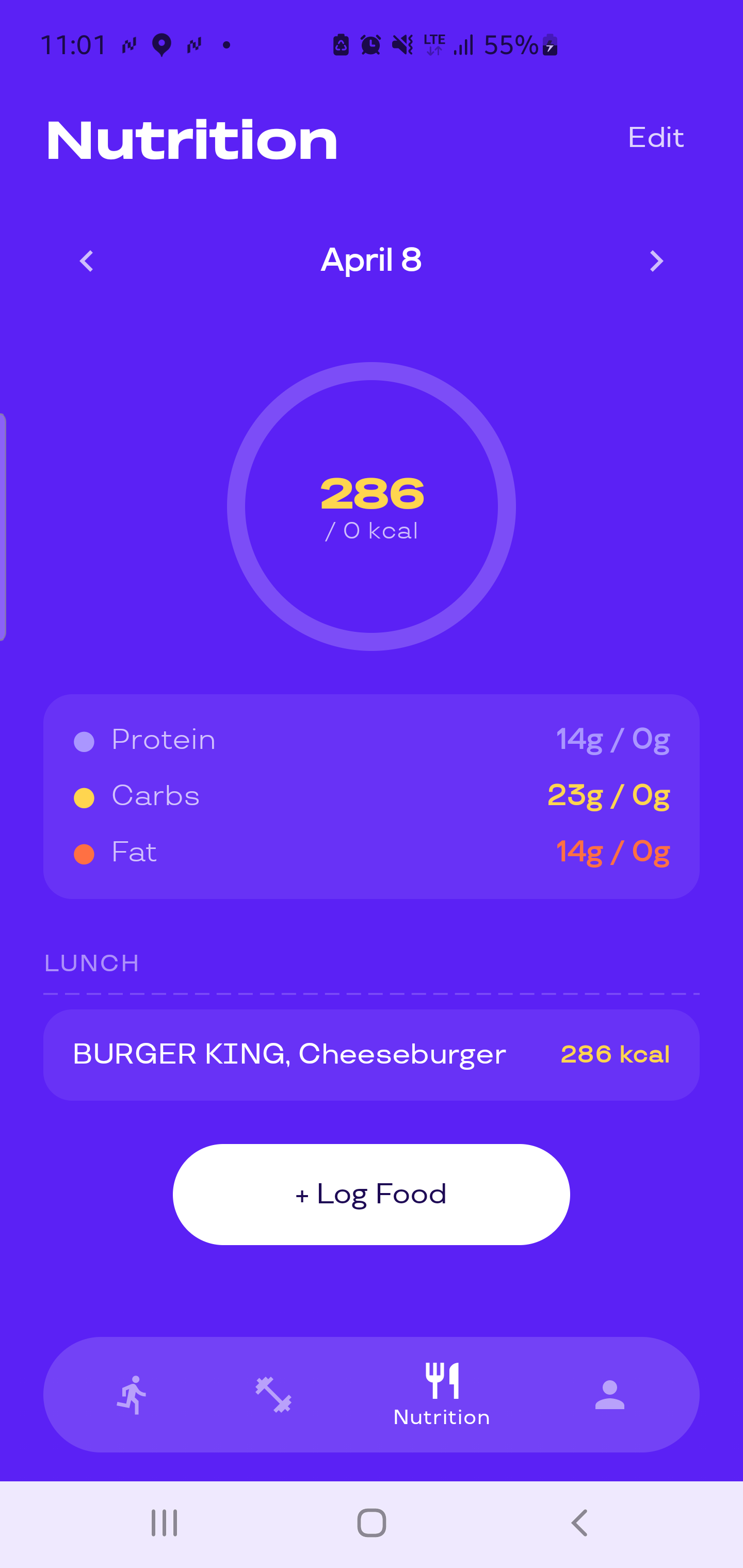Better app nutrition screen